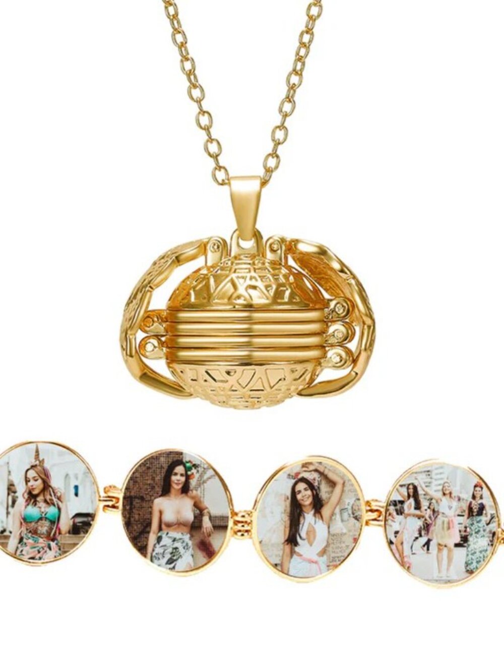 Gold Silver Picture Locket Necklace Hidden Photo Pendant Memory Keepsake Gift